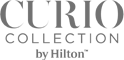 Logo of "Curio Collection by Hilton," featuring the brand's name in stylized text.