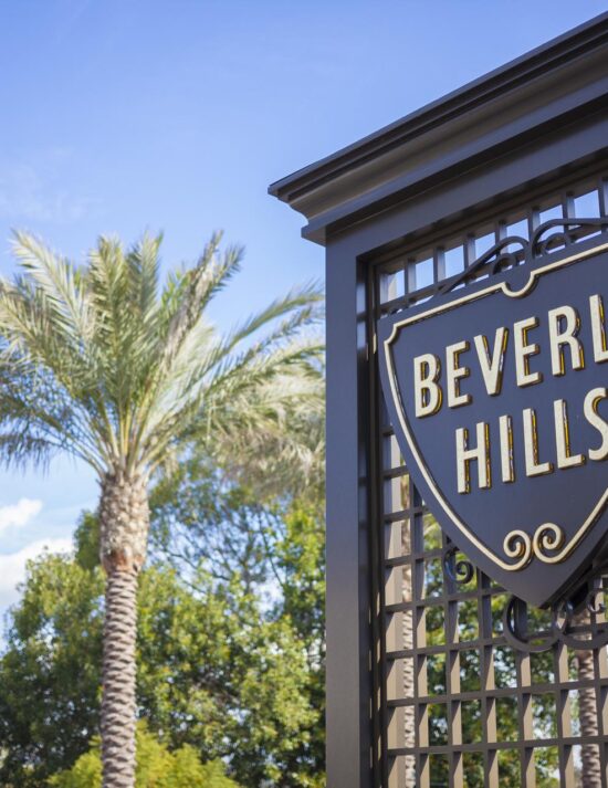 beverly hills sign with palm tree